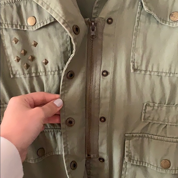 Mossimo Light Army Green Coat with Gold Studs - Picture 5 of 8